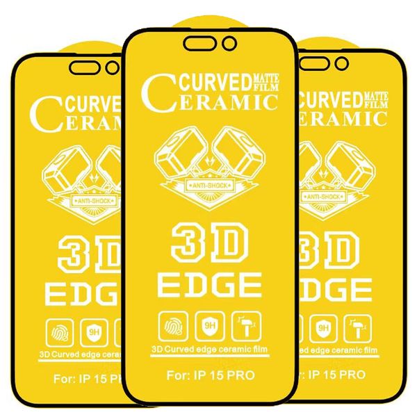 Screen Protector For iPhone 15 Pro Max 14 Plus 13 Mini 12 11 XS XR X 8 7 SE 3D EDGE Curved Ceramics Anti Shock Film Matte Explosion Curved P