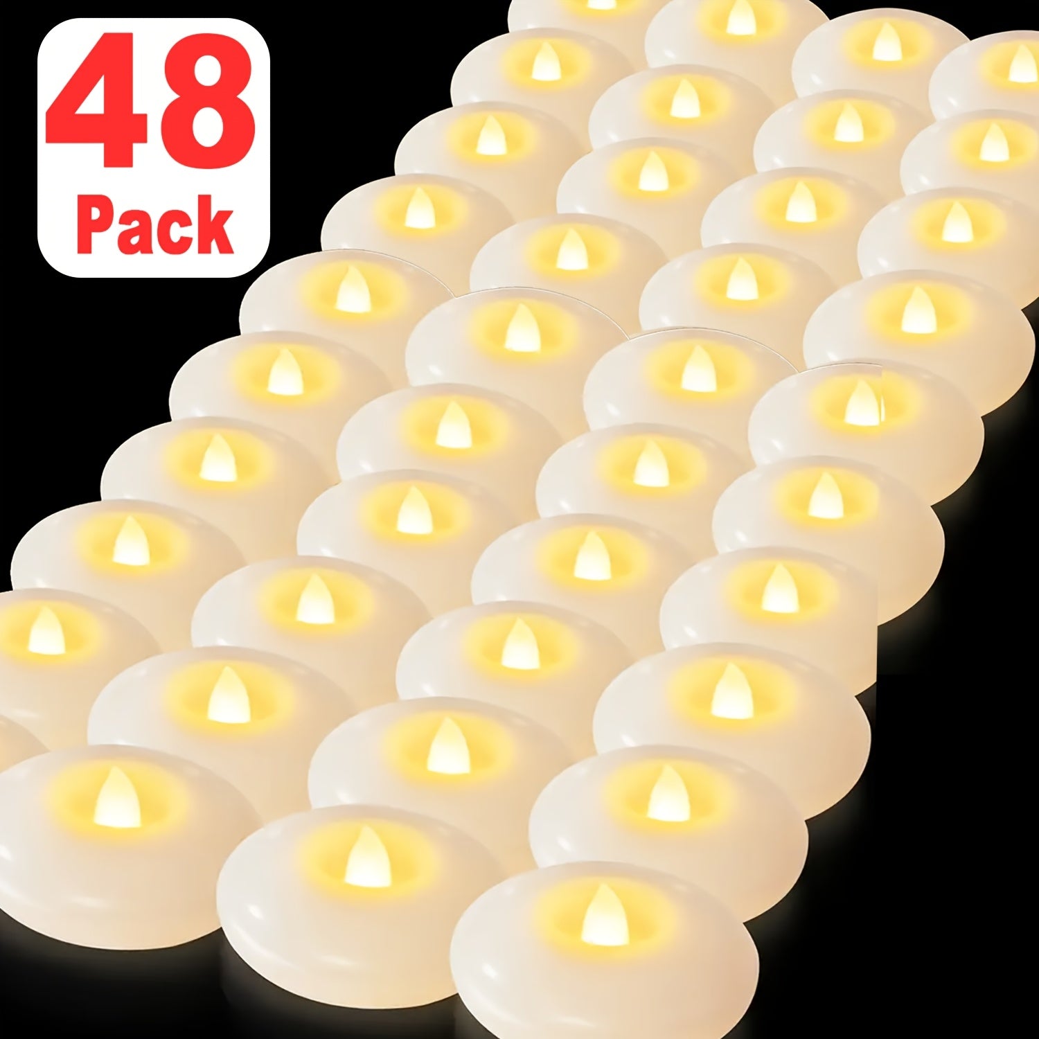 TEMU Flameless Led Floating Candle, White Battery Powered Candle, Tealight For Cylinder Vases, Centerpieces At Wedding, Party, Halloween, Holiday,
