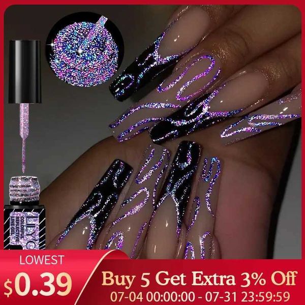 LILYCUTE 5ml Reflective Glitter Liner Gel Nail Polish Superflash Colorful Sparkling Graffiti Painting Stripe Pull Line Nail GelCL240711