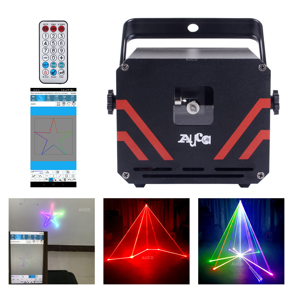 Mini 0.5W Android Bluetooth Phone App Edit Software & RGB Laser DMX Animation Scan Projector Lightings For Christmas Disco DJ KTV Bar Club Party Sho