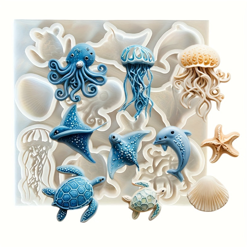 TEMU Silicone Resin Molds With Ocean- For Cake Decoration, Chocolate, Fondant, Clay Resin Casting Molds, Diy Baking Tools, Pendant Jewelry And Mould