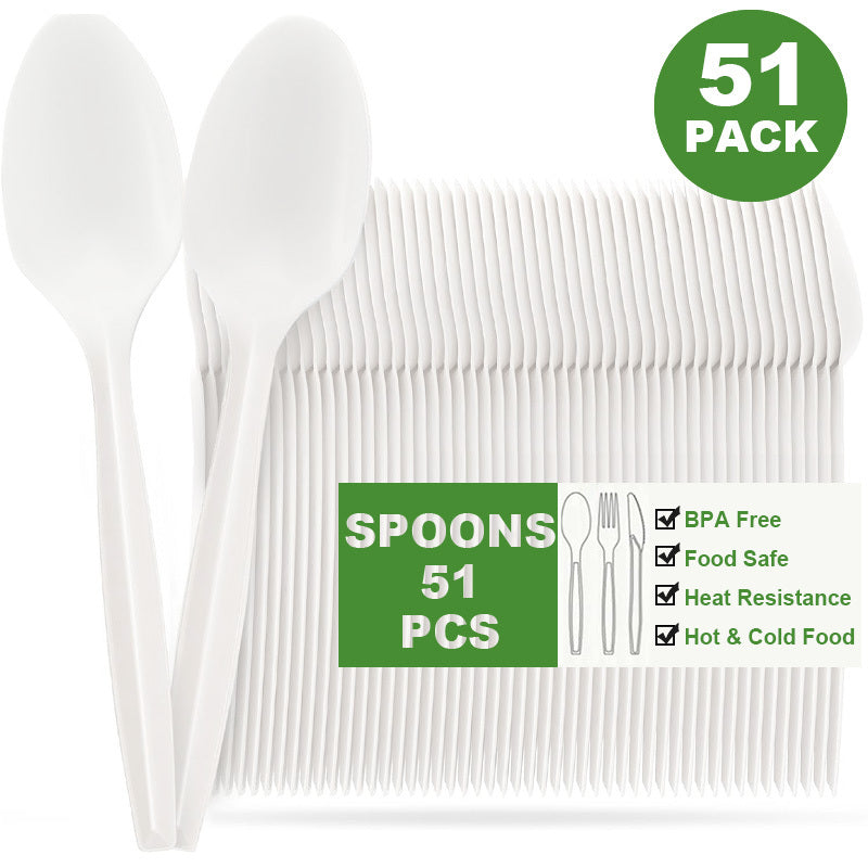 TEMU 51-102-153pcs Plastic Cutlery, Disposable Plastic Forks Bulk Plastic Spoons, Durable Cooking Utensils Set For Kitchen, Parties, Picnics,