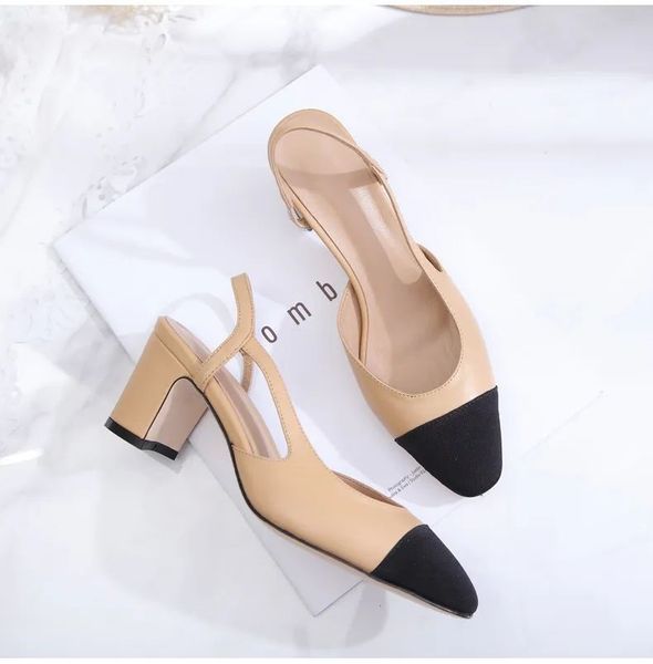 Dress Shoes designer dress channel shoes luxury sandals fashion chunky heel slingbacks sandal for women ballet flat boat shoe apricot sole f