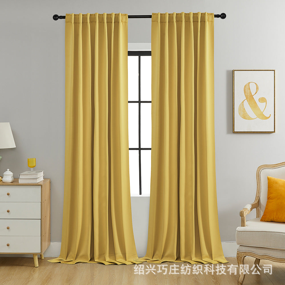 YL-36884 thick double-sided linen blackout curtain project hotel school sound insulation heat insulation blackout cotton linen curtain finished prod