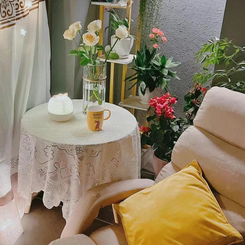 Retro Beige Lace Tablecloth Coffee Table Bedside Table Washing Machine Refrigerator Rectangular Dust Cover E-3