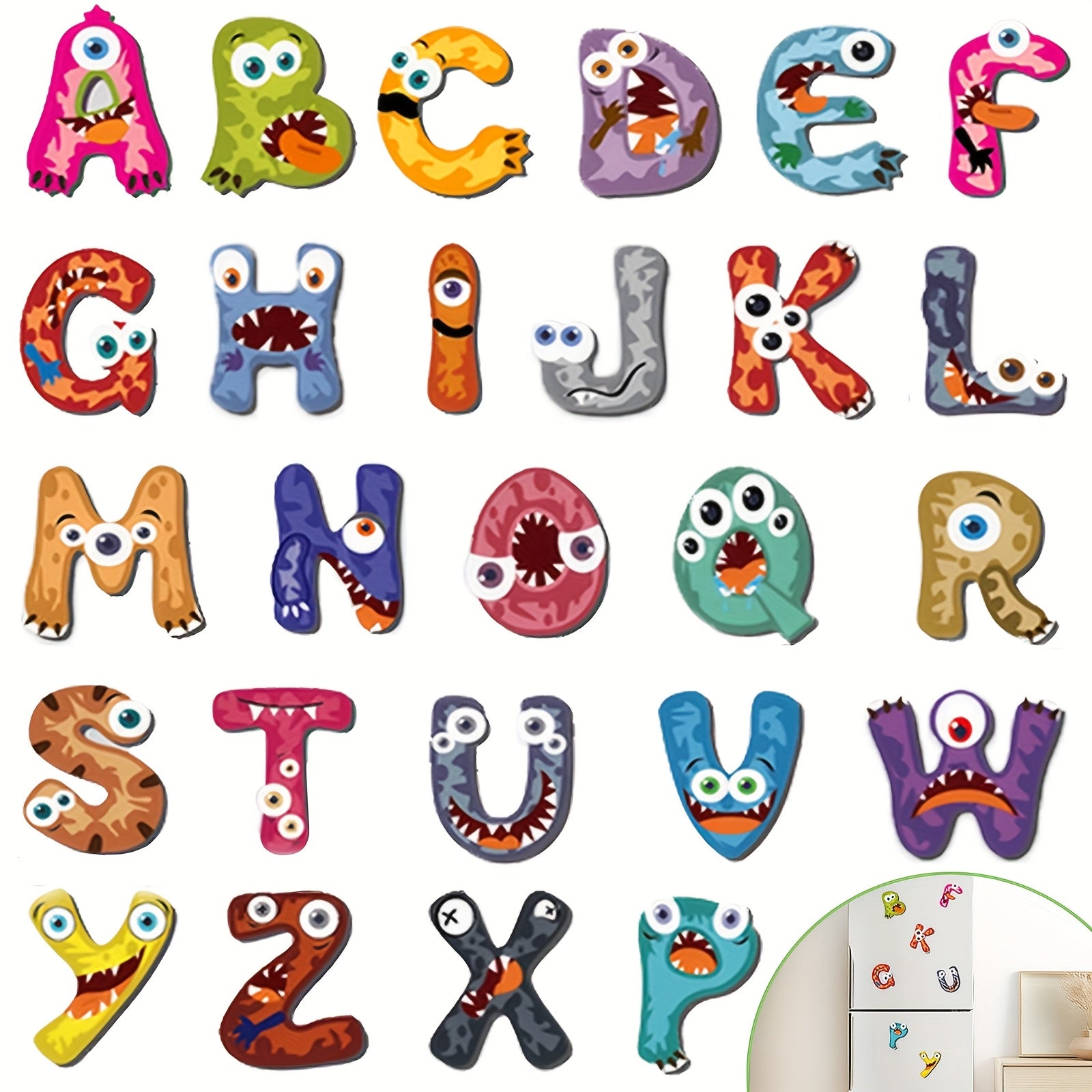 TEMU Letter Refrigerator Stickers, 26 Letters, Animal Letter Refrigerator Toy Set, Preschool Children Learning, Good Gift For Children Over 3 Years