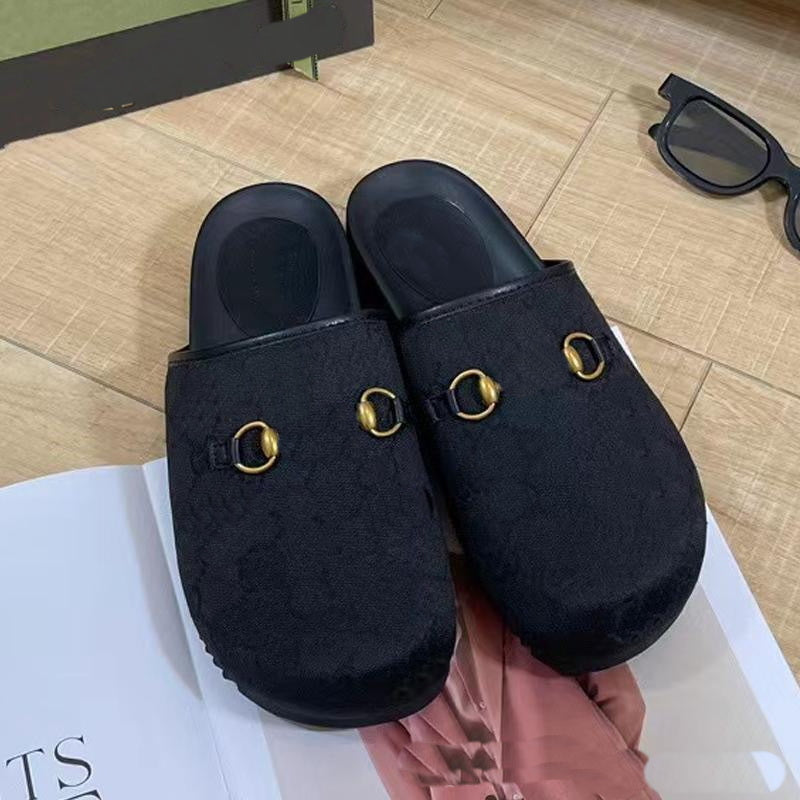 Luxury Designer Sandals Low Heels Female Sandale Womens Fashion Leather Casual Summer Shoes Slides Slippers Platform Mules claquettes Girls party sh