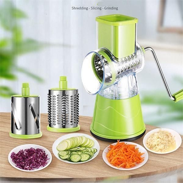 3-in-1 manual rotating vegetable and fruit slicer circular cutter potato classifier spiral vegetable chopper kitchen and household tools 240