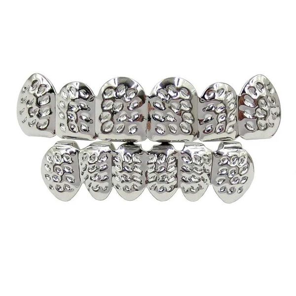 Hip Hop Top Bottom False Teeth Portable Halloween Mouth Grills Gifts Copper Plated Gold Tooth Cs Party for Cosplay CostumesXJ241225