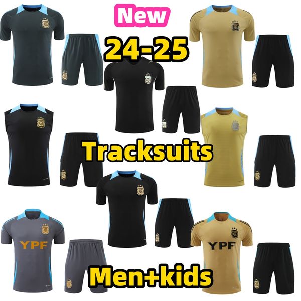 24 25 Argentina TRACKSUIT 3-star Short Sleeve Training Set Soccer Shirt 2024 2025 MARADONA DI MARIA 23-24 Men&#039;s kids Set Football Shirt
