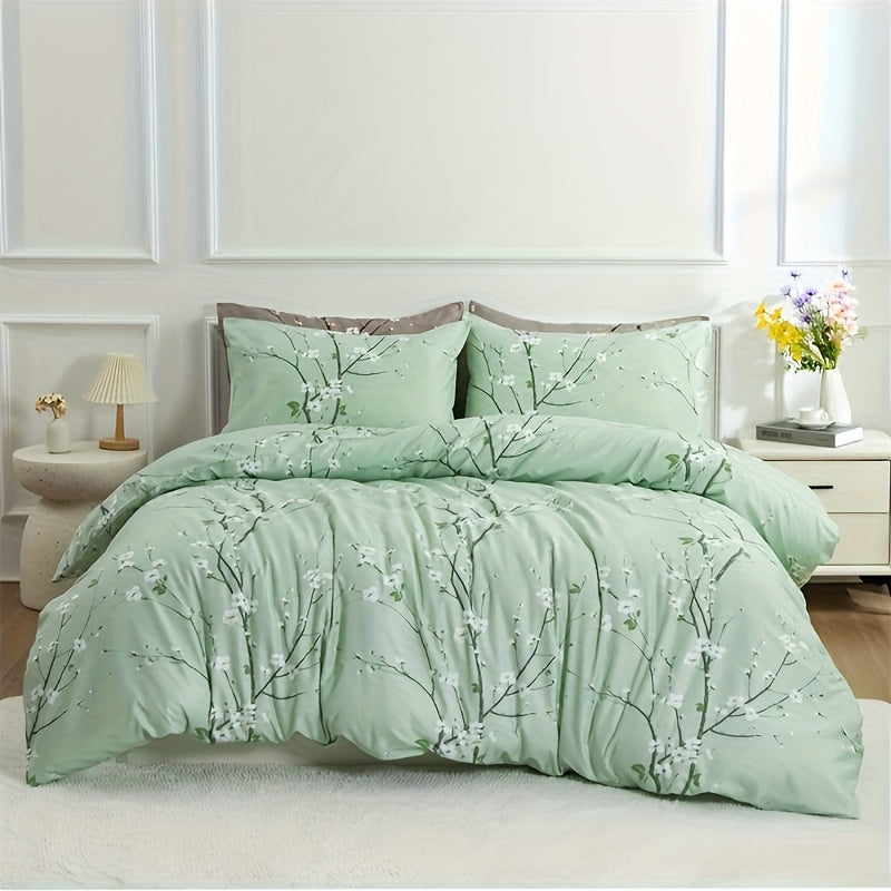 TEMU 2pcs-3pcs Multicolour Tree Branch Plum Duvet Cover Set (1 Duvet 2 Pillowcases Without Pillow Core), Soft And Comfortable At Home Dormitory High
