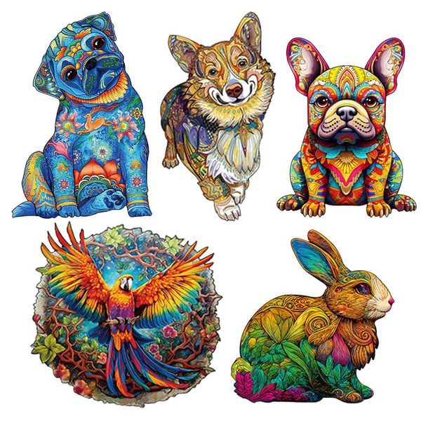 3D Puzzles 3D Animal Puzzle DIY Wooden Jigsaw Puzzles Forest Singer Parrot Animal Shape Puzzles For Adults Birthday Gift Home Decor H241119