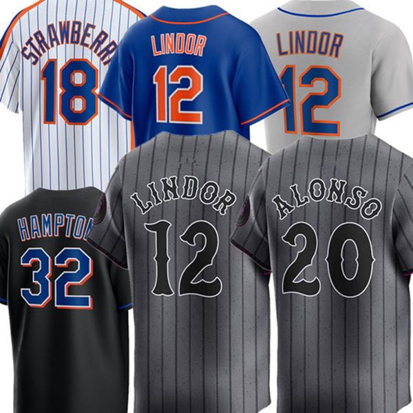 Custom Mets Baseball Jersey Francisco 12 Lindor Pete 20 Alonso Brandon 9 Nimmo Jeff 1 McNeil Starling 1 Marte Darryl 18 Strawberry Harrison