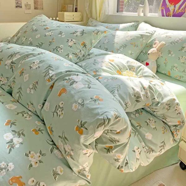 Ins Bedding Set Refreshing New Blue Wind CHIME Four PIECE Set On Bed Washing Cotton Bed Sheet Bed Sheet Dormitory 3pcsC250122