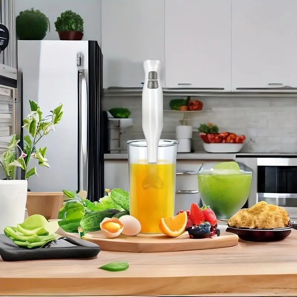 Electric Immersion Hand Blender(White),Mixer,Chopper,Powerful 180 Watt Ice Crushing 2-Speed Control One Hand Mixer,Removable Blending Stick