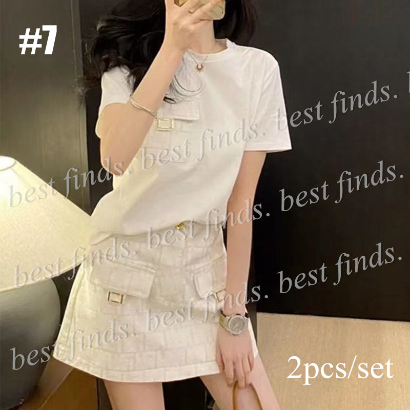 Topsellers Fashion Women&#039;s T Shirt Top Skirt Set T-shirt Printed Skirts Gift for Women