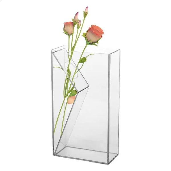 Clear Decorative Vase Floral Container Aesthetic Unique Elegant Shatter-Proof Modern Acrylic Flower Vase For Centerpieces 240731