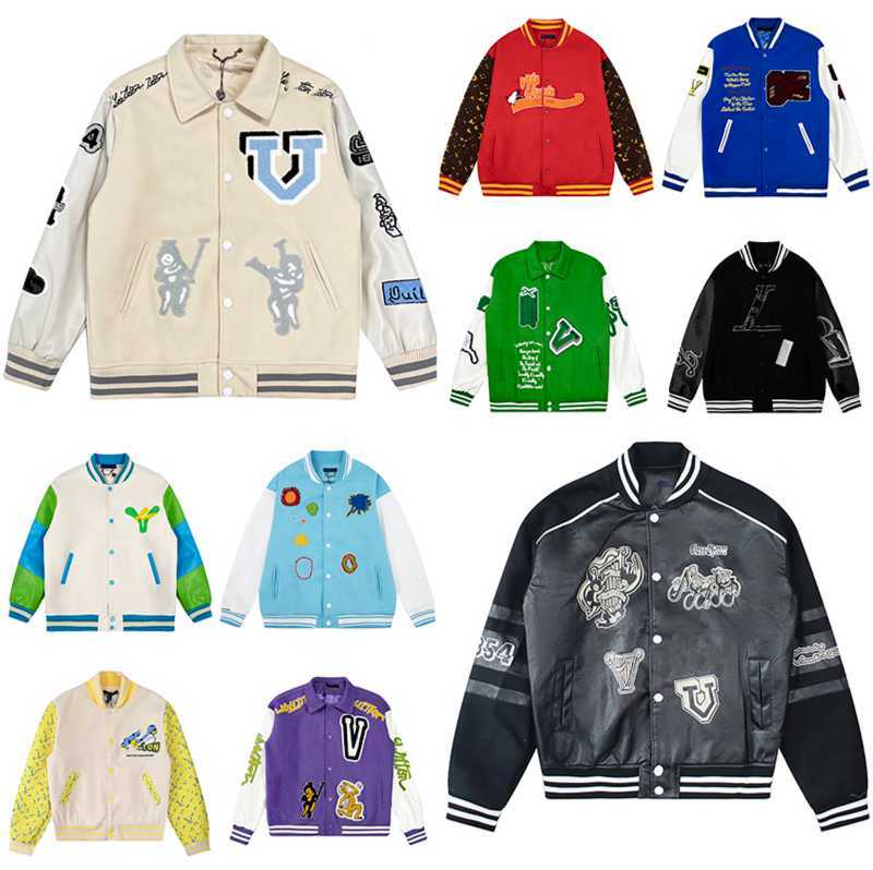 Mens jackets designerBaseball varsity Luxury L Vintage Bomber puffer jacket letter flocking women loose causal outwear coats graffitir warm Windbrea