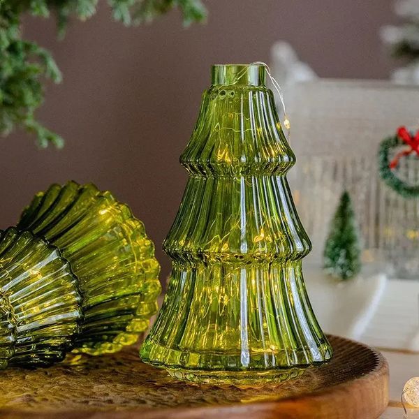 Christmas Vase Glass Vase Ornament Green Premium Flower Arrangement Hydroponic Christmas Decoration Christmas Tree Gift 241120