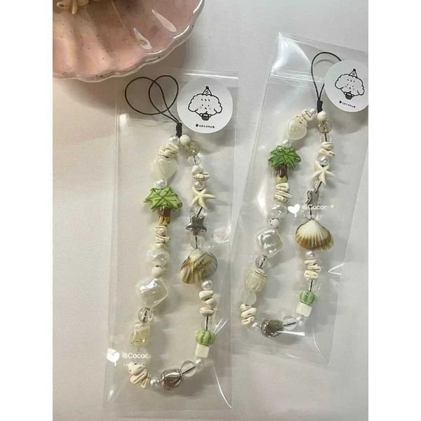 Cell Phone Straps Charms Peach Beaded Mobile Phone Charm Strap Chain Lanyard Women Sweet Girls Jewelry Pearl Cellphone Flower Lanyard for IP