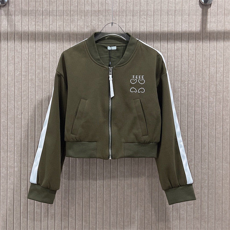 Designer Women Vintage Short Jackets Letter Embroidery Zipper Bomber Jackets Autumn Winter Stand Neck Casual Hip Hop Outerwear