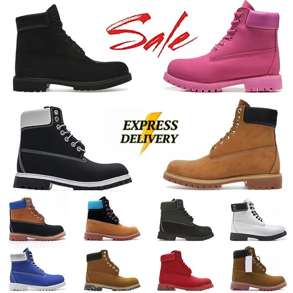 Womens Mens Luxury Martin Rhubarb Winter Boots Platform Waterproof Leather Outdoor Sports Designer Hiking Shoes Classic Cowboy Cowgirl Black