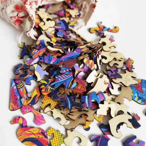 Puzzles Wooden Educational Games Animal Puzzle Jigs for Adults Dogs in Ln Puzzle DIY Holiday Gift Interactive Games Educational Toys