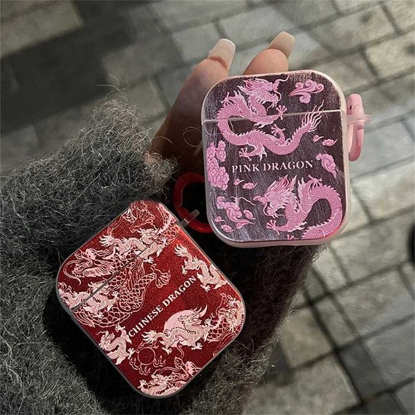 Cute Chinese Loong electroplated headphone protective case soft cover suitable for AirPods Pro 2 with keychain shell suitable for AirPods 1