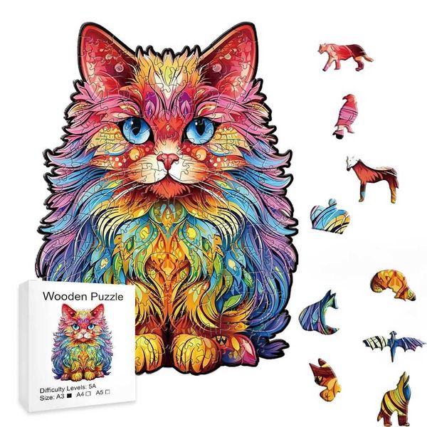 3D Puzzles Persian Cat Wooden Puzzles For Advanced Players Creative Various Special Shapes Creative Gifts For Boy And Girls Gifts 3D Puzzle