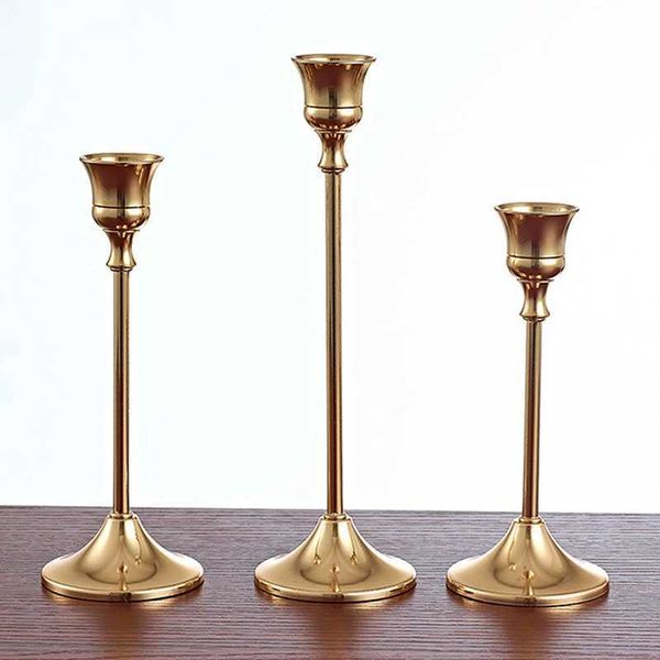 Candle Holders Candlestick Holders Kit Brass Gold Candlestick Set Wedding Table Decorative Candlestick Stand For Party Dinning J241114