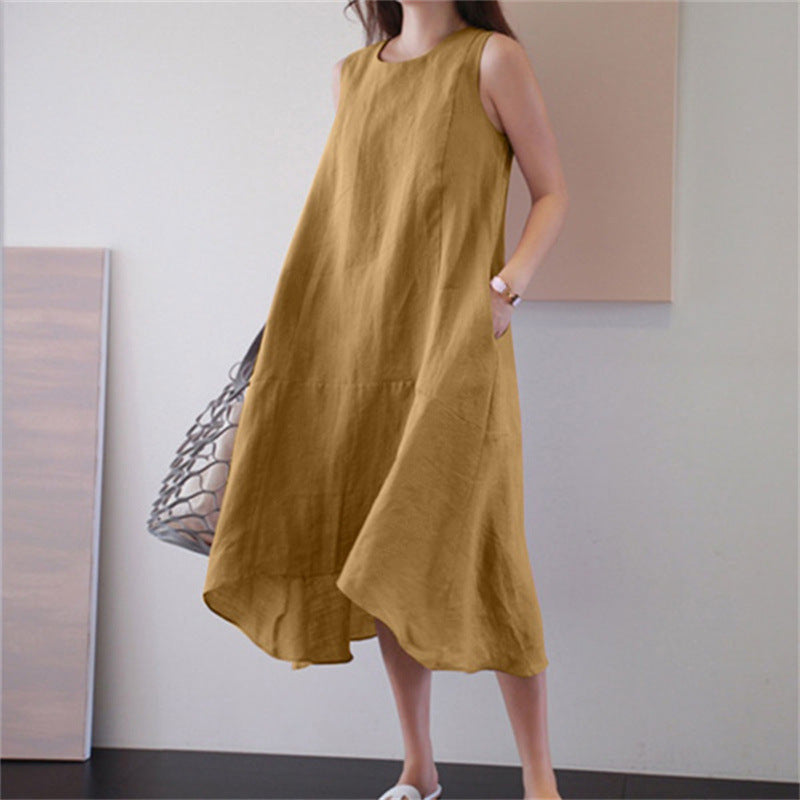 (46) Sleeveless Large Size Swing Vest Dress