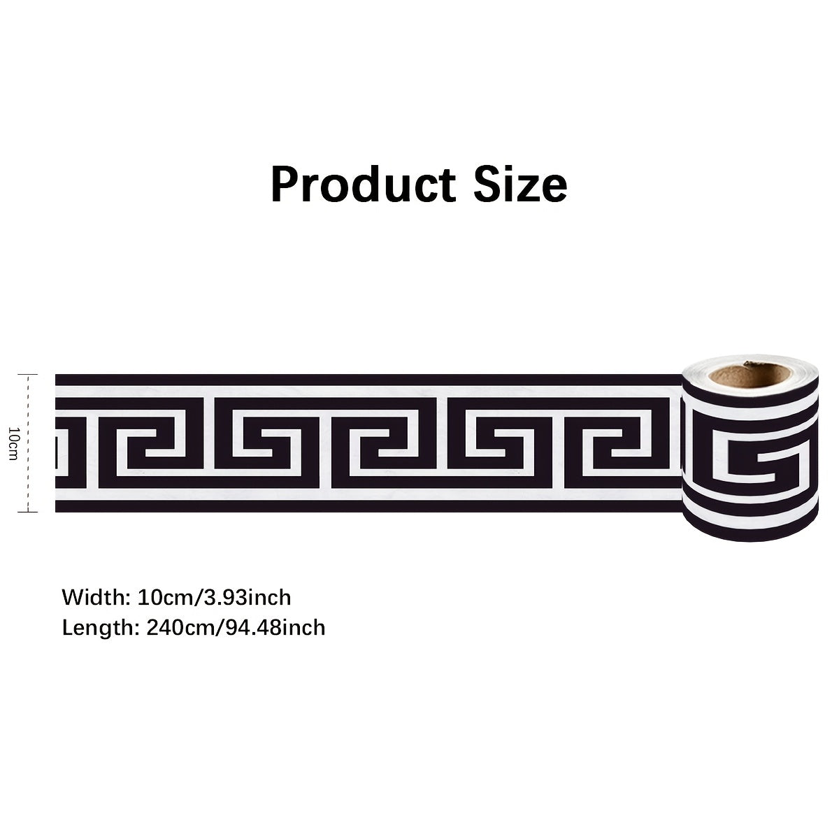 TEMU 1pc Black And White Striped Pvc Self-adhesive Skirting Trim, Space Theme Decorative Wall Border For Kitchen Bathroom Renovation, Indoor Use,