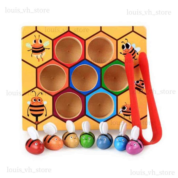 Blocks Blocks Blocks Montessori Hive Games Board 7pcs abelhas com pinça divertida colhendo pegando de brinquedo de brinquedo Beehive Baby Ki