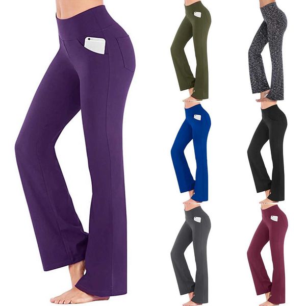 Sport Trousers Women Yoga Pants Workout Fitn Clothing Jogging Running Pants Gym High Waisted Solid Yoga Pants With PocketXJ241211