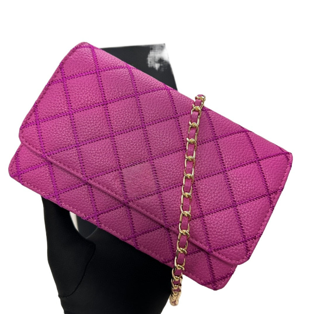 Real Leather Plaid Shoulder Bag Evening Day Clutch With Chain Belt Women Designer Caviar Leather Small Crossbody Bag Fashion Purses And Handbags Par