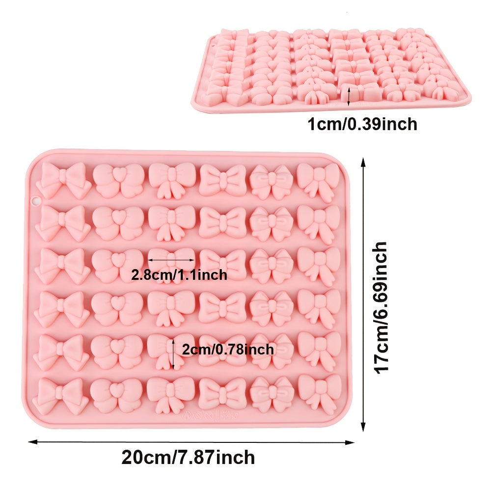 TEMU 36-cavity Pink Silicone Bowknot Candy - Bpa-free, Easy Clean & High Heat, Chocolates, Gummies & Baking - Versatile Kitchen Tool For Holidays &