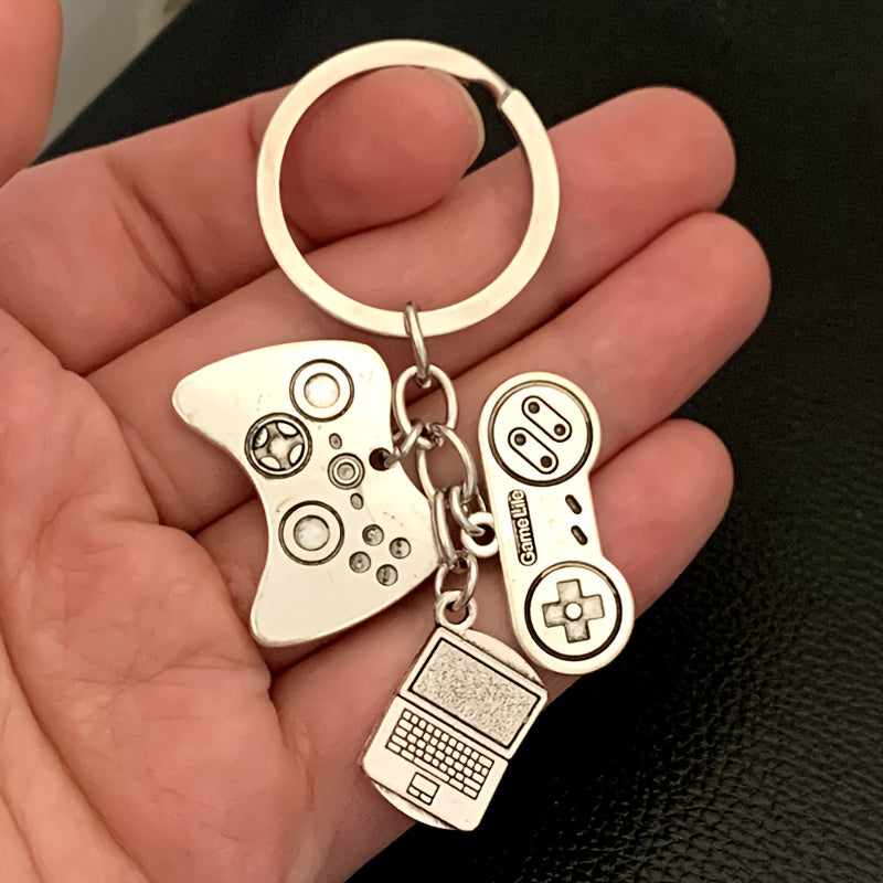 TEMU Gamer's ] Trendy Gamer Keychain With Metal Stand - Alloy, Diy Charm For Keys & Bags, Ideal Gift For Gamers, Cute Keychain