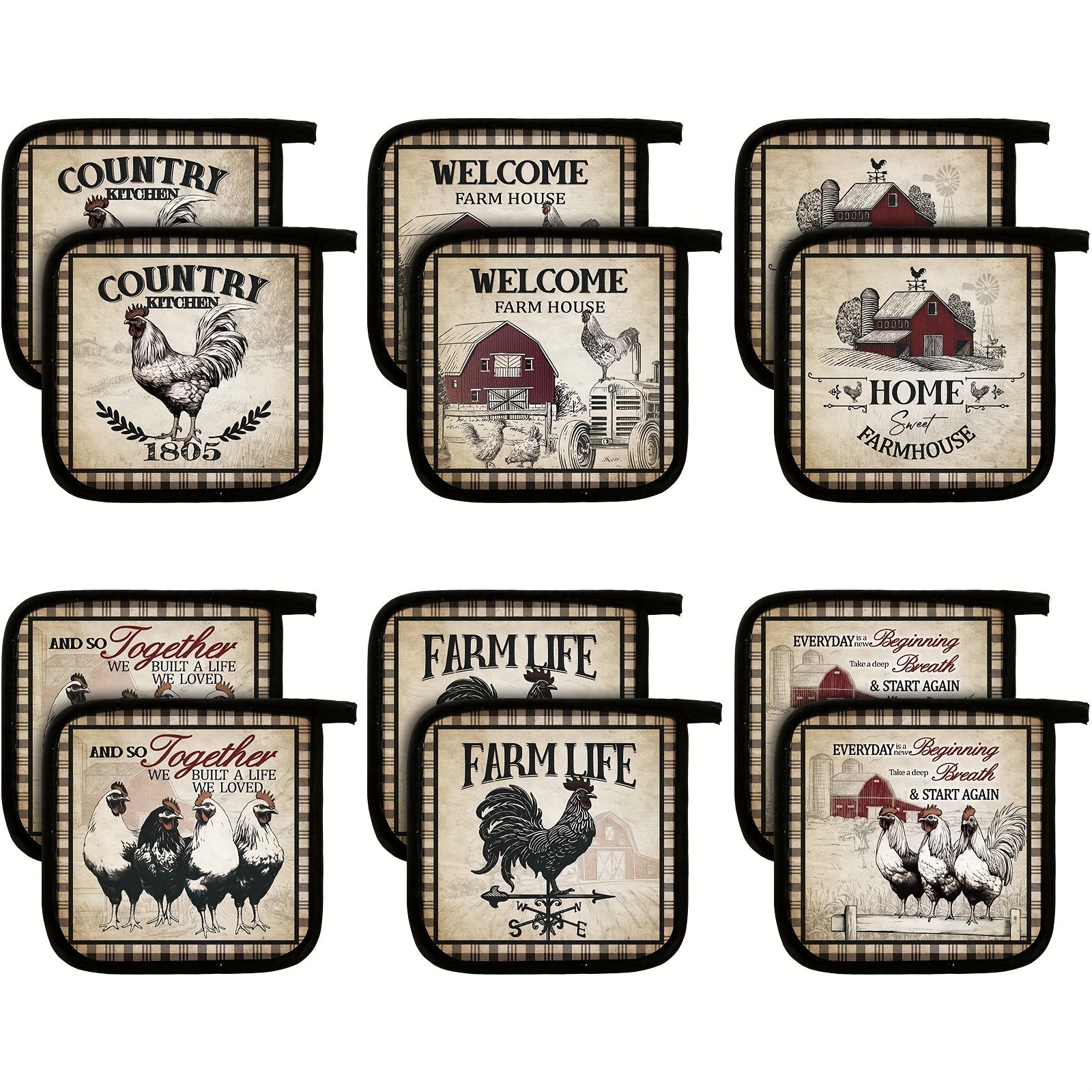 TEMU 12pcs Pot Holders With Pocket Kitchen Hot Potholders Hot Pad Oven Mitts Cookie Bag Oven Gloves For Kitchen Gift Baking Cooking