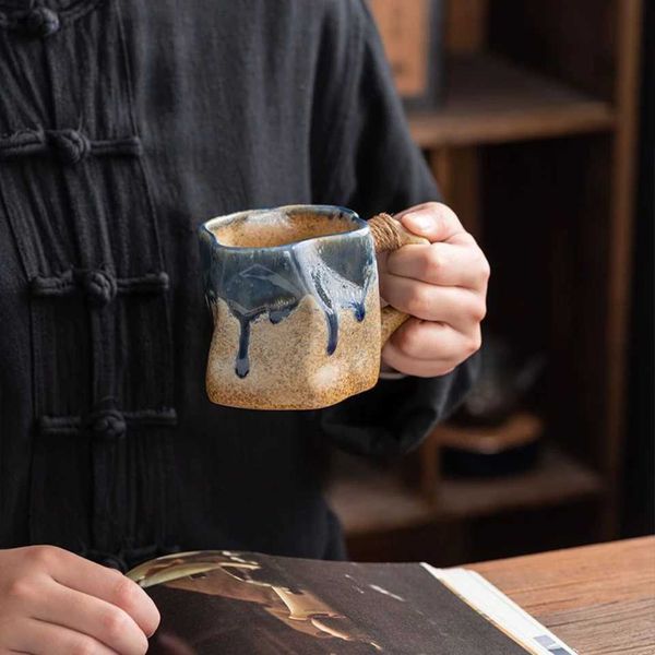 Vintage creative ceramic coffee cup g coffee cup handmade household water cup handmade coffee cup ceramic cup Z250116