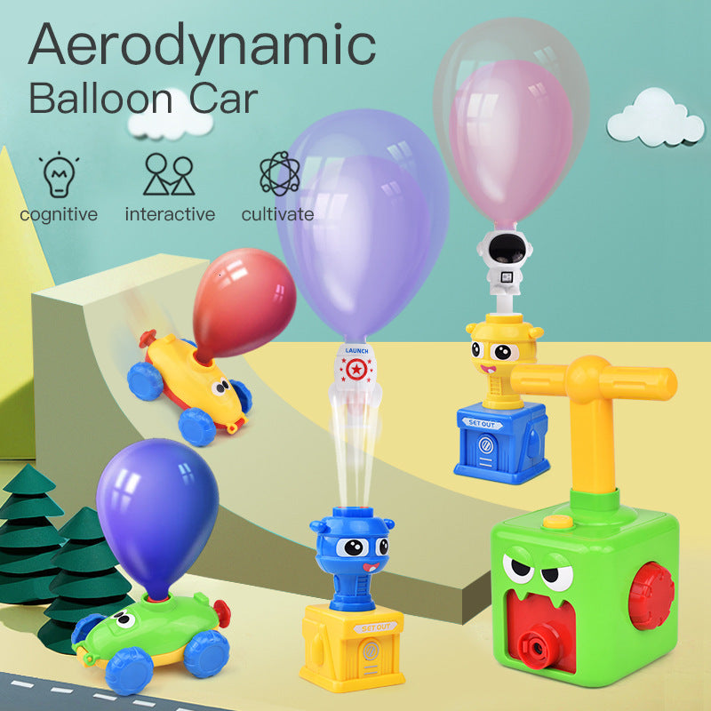 Hand Pressurized Air Pneumatic Pressure Power Drive Inertial Sliding Scooter Inflatable Balloon Car Toy