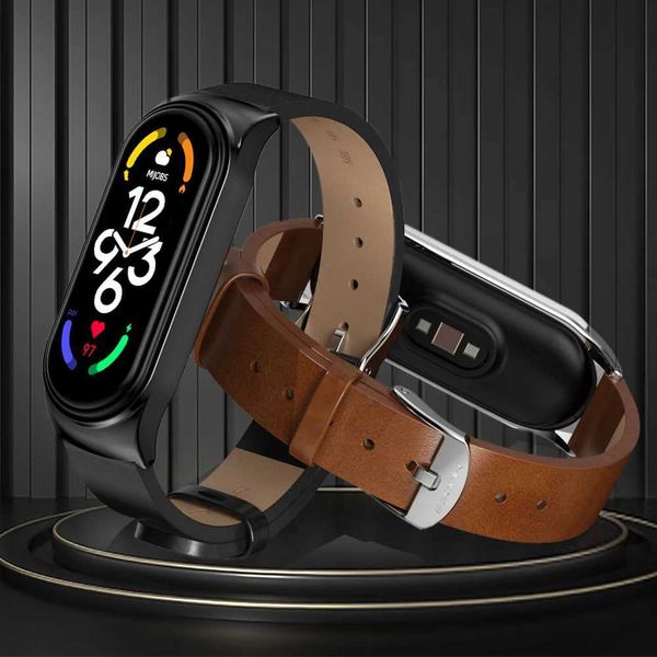 Hot Sale Suitable for Mi Band 9 8 7 6 5 4 3 PU leather wristband suitable for Mi Band 8 silicone wristband suitable for Mi Band 7 metal wris