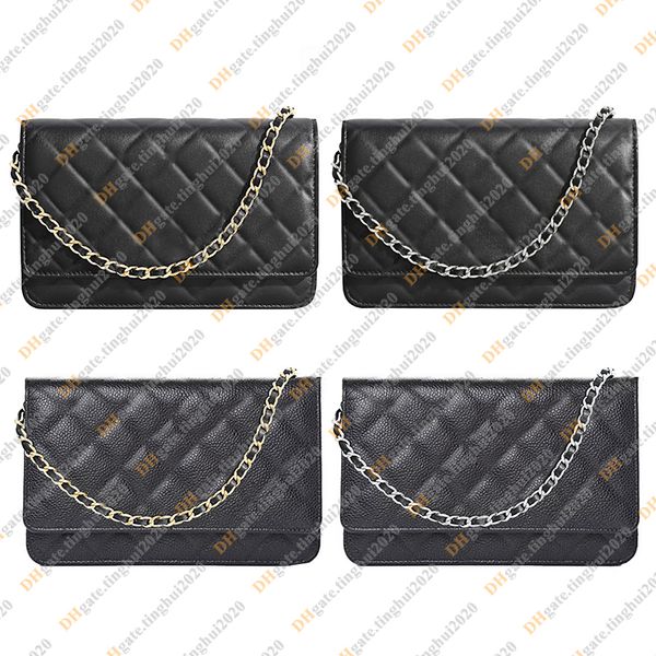 Ladies Fashion Casual Designe Luxury Woc 19CM Diamond Caviar & Sheepskin Chain Bag Crossbody Wallet Shoulder Bag TOTE Handbag Top Mirror Qua