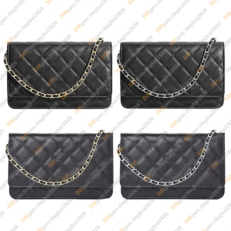 Ladies Fashion Casual Designe Luxury Woc 19CM Diamond Caviar & Sheepskin Chain Bag Crossbody Wallet Shoulder Bag TOTE Handbag Top Mirror Quality AP0