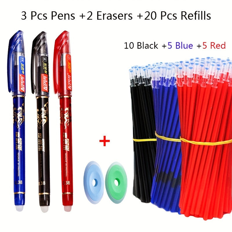 TEMU 20-25 Neutral Erasable Pens School Blue-black-red Ink Ballpoint Pen Stationery Writing Supplies Office Students