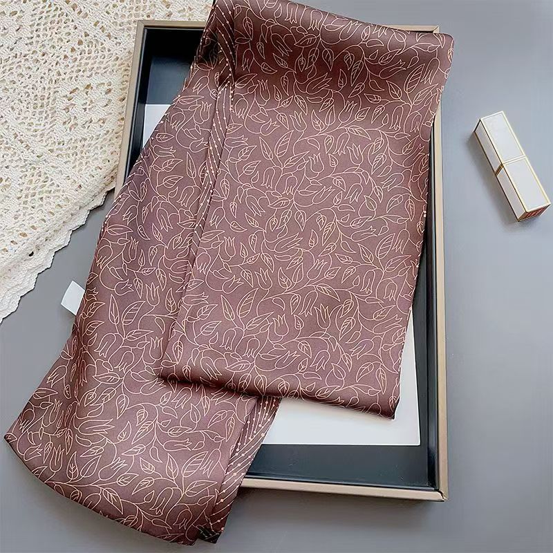 T459 Spring and Autumn new small long silk scarf high-end versatile scarf decoration with shirt neck belt scarf