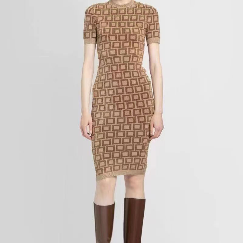 Designer Dress Women Casual Knitted Dresses Classic Vintage Knit Skirt Fashion Letter Womens Pattern Clothing