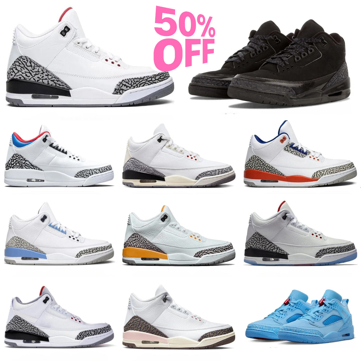 Men 3 J3 Basketball Shoes Jump 3s White Cement Wizards Fire Red Black Cat FREE THROW LINE UNC Outdoor Sports Lucky Green Desert Elephant Cardinal Tr