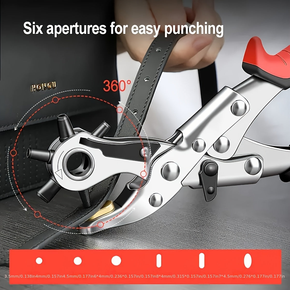 TEMU 1pc Belt Punch Pliers Leather Belt Hole Eyelet Puncher Sewing Machine Bag Tool Watchband Strap Hand Tools