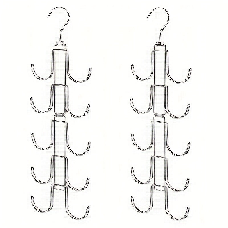 TEMU 2pcs360 ° Rotating Wardrobe Wallet Hanger, 2 Hanging Bags With 20 Large Hooks, Metal Handbag Storage Hooks Backpack Rack Foldable Space Saving