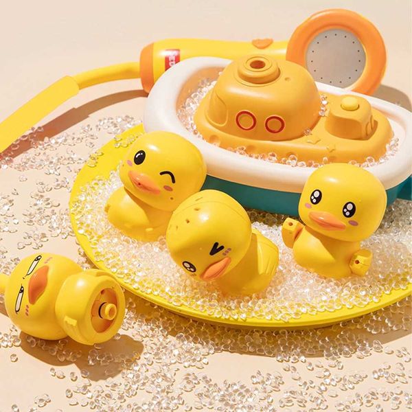 Sand Play Water Fun Children Showerhead Shower Toy Little Yellow Duck Electric Rotating Showerhead Water Spray Baby Shower Toy Boys Girls Ba